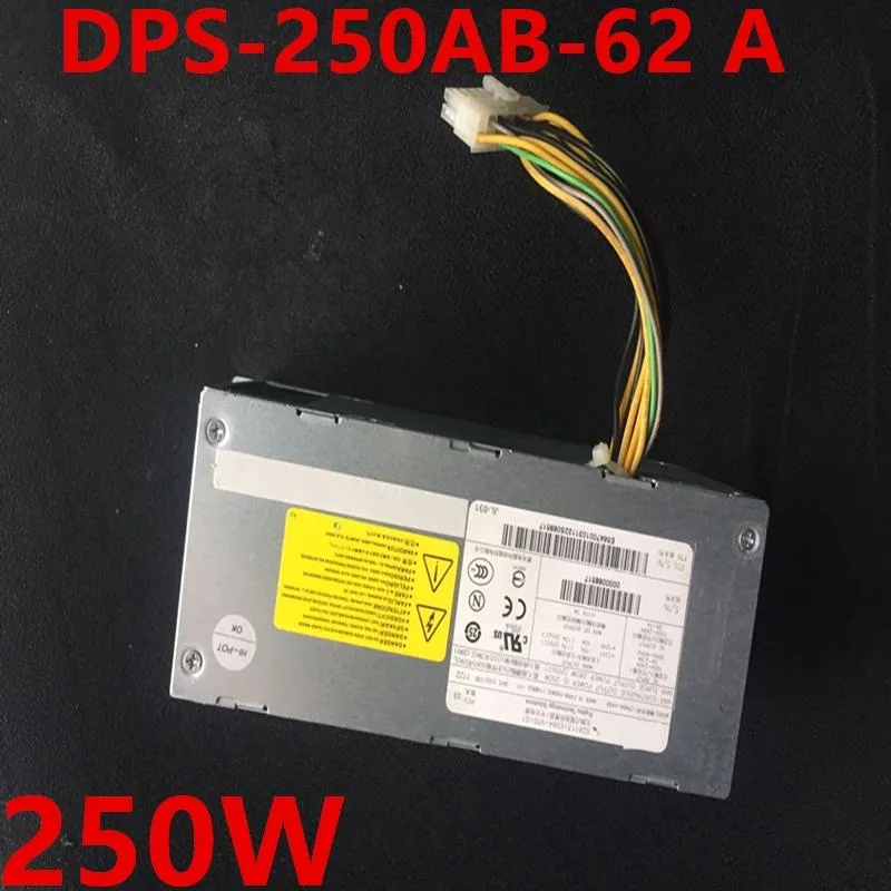 Rectangular metal ATX power supply unit with ventilation grille and label