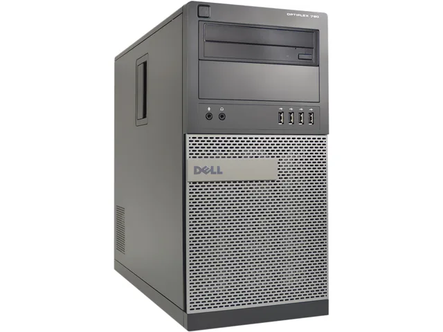 Black and silver tower desktop PC, refurbished