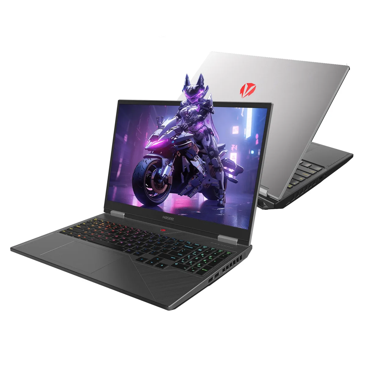 Mecha Grey 16 inch gaming laptop with RGB keyboard