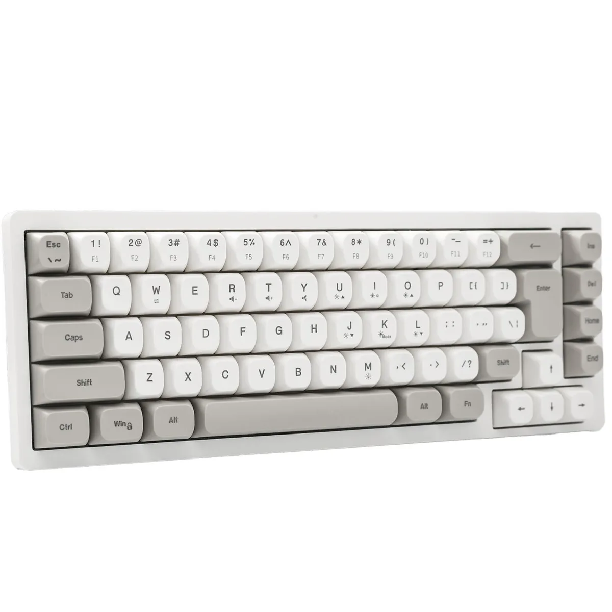 Compact grey 65% wired gaming keyboard with RGB backlighting and ABS keycaps
