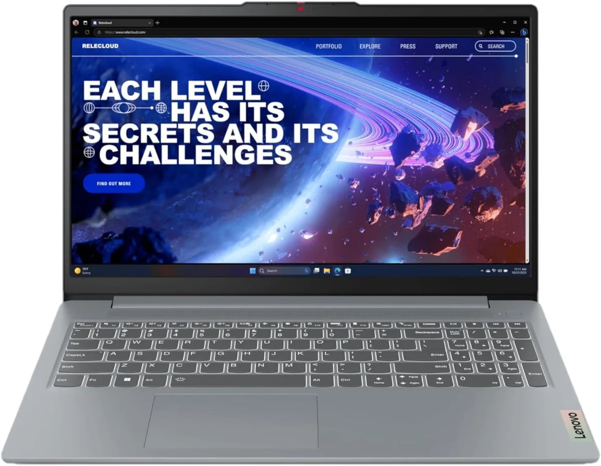 Arctic Grey Lenovo IdeaPad Slim 3i laptop closed showing slim profile