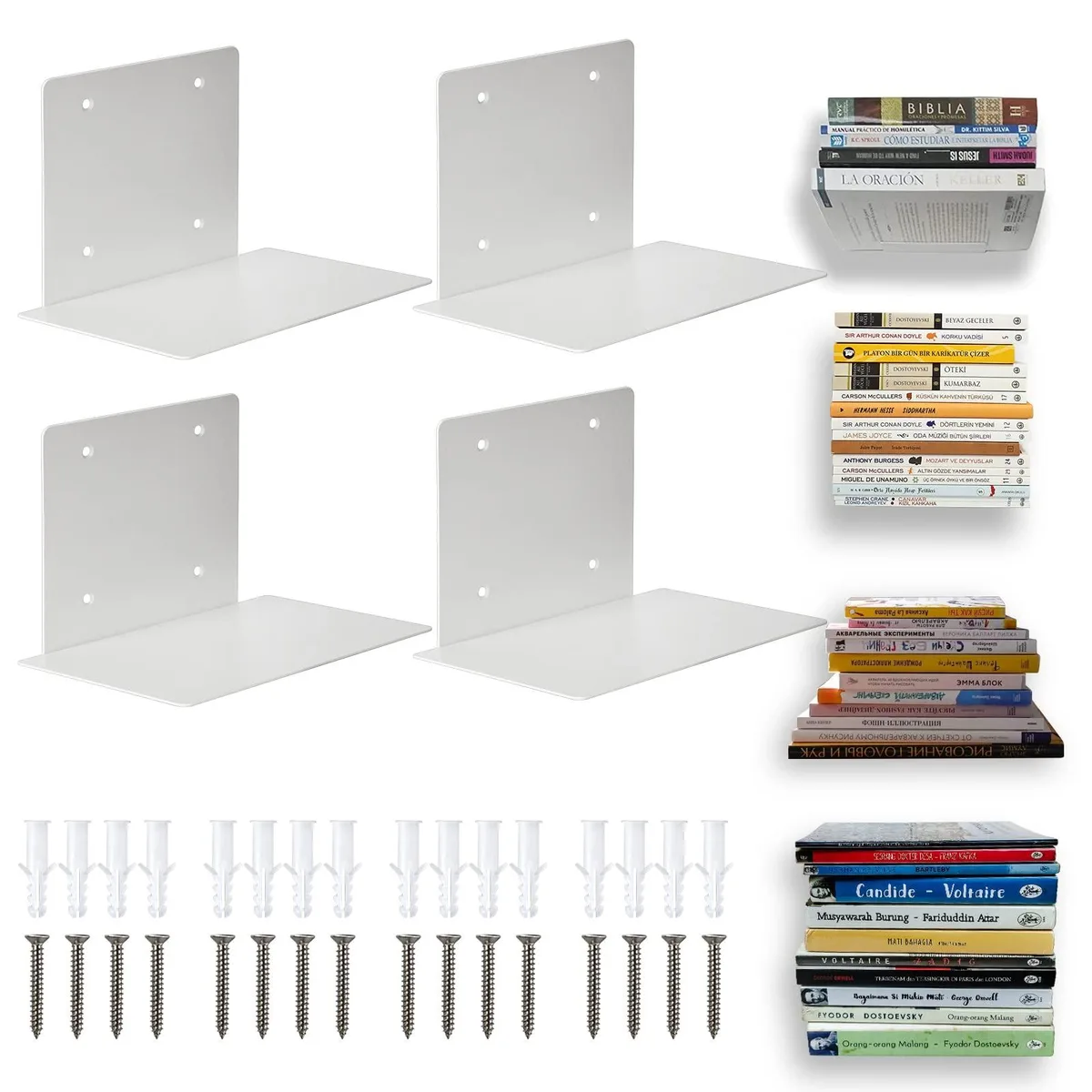  ECOSEAO 4/6 decorative shelving, 4 shelves, 6.4 x 4.5 x 4.7 in, white — fotografia produktu