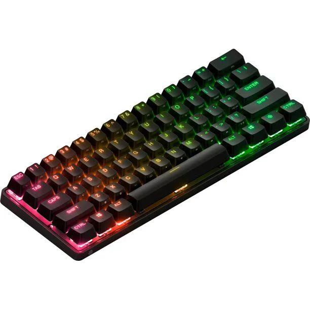 Compact 60% wireless gaming keyboard in black with PBT keycaps
