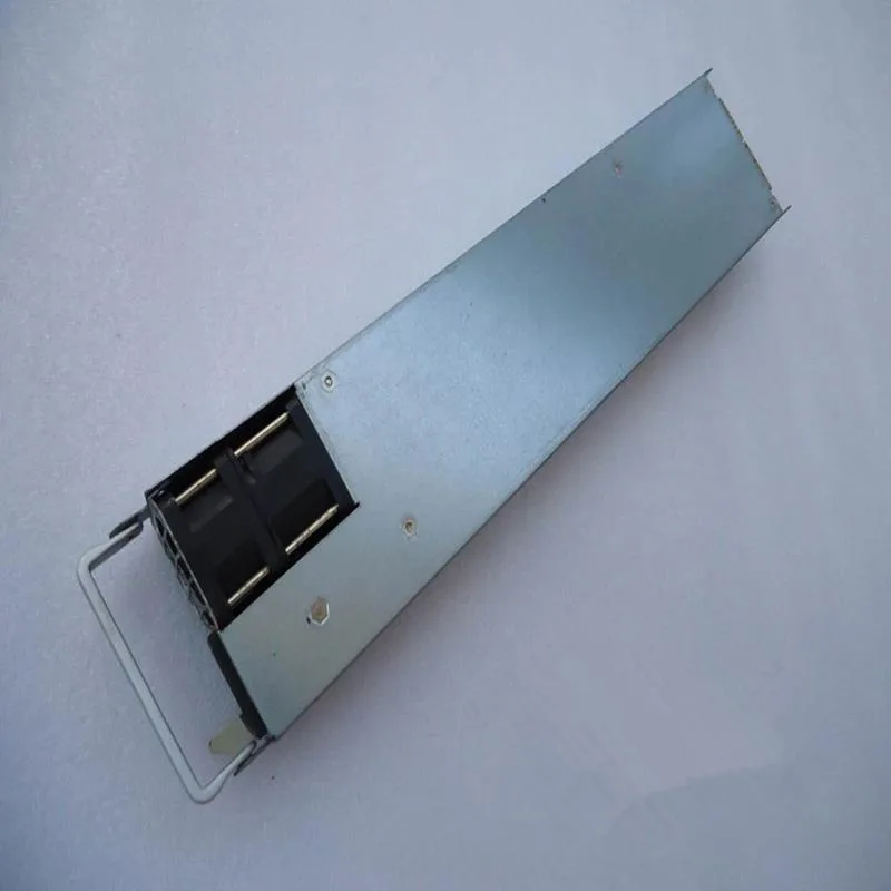 Silver 1U server power supply unit with rear fan grille and modular cable connectors