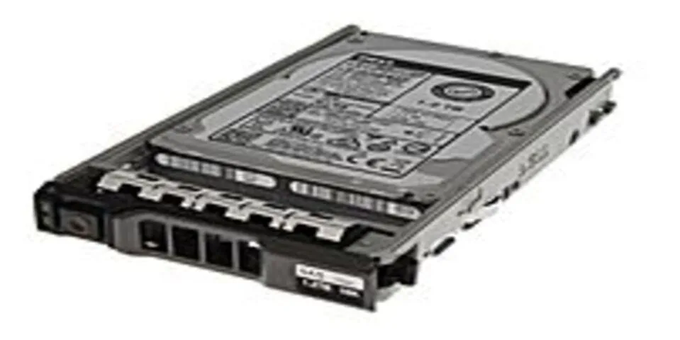 Silver 2.5 inch SAS hard drive with label showing 1.2TB 10000 RPM