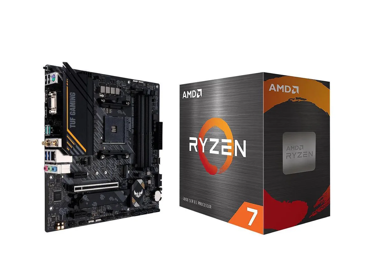 ASUS ASUS TUF GAMING B550M-E WIFI AMD motherboard with Ryzen 7 5700X — photo du produit