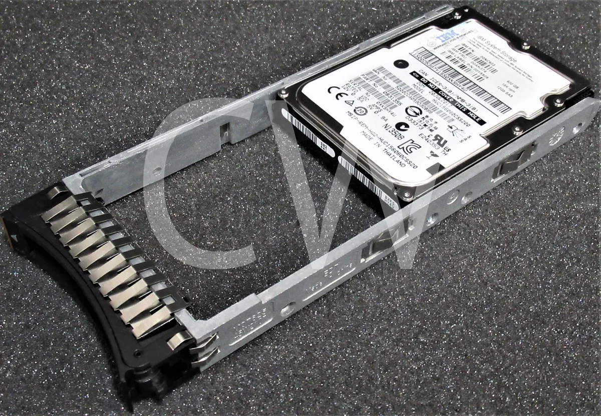 2.5 inch SAS hard drive in black metal caddy tray