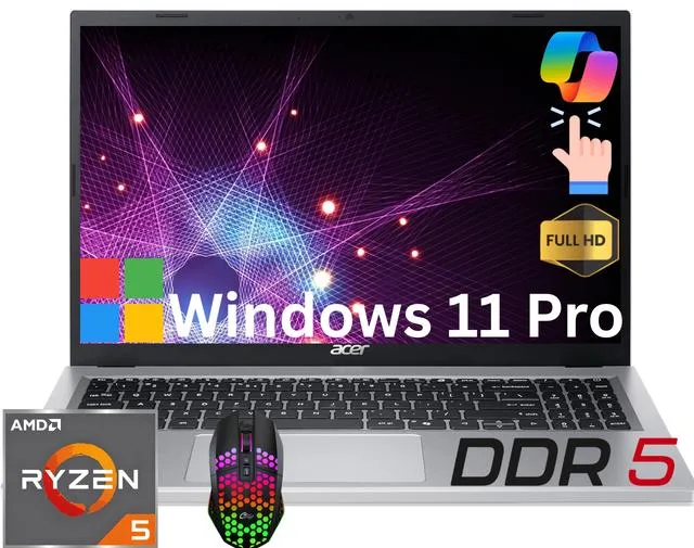 Acer America Acer America Aspire 3 15 15.6" FHD Touch AMD Ryzen 5 7520U 16GB DDR5 1TB NVME Windows 11 Pro Silver — product photo
