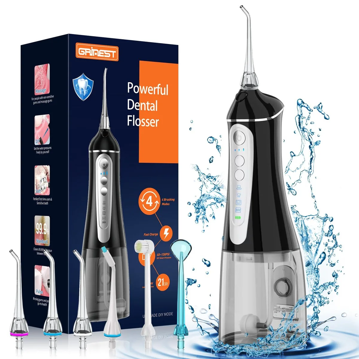 Grinest FL-V35 Oral Care 4 Modes 6 Tips 320ml IPX7 — product photo