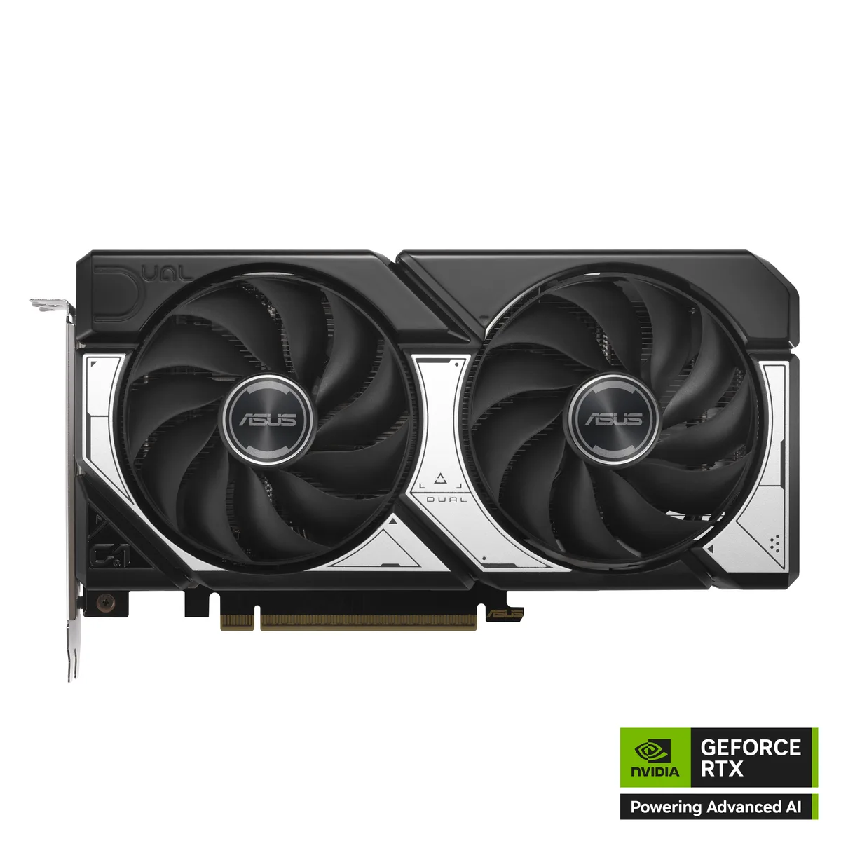 Black dual-fan ATX graphics card, 229mm long, 2.5-slot width