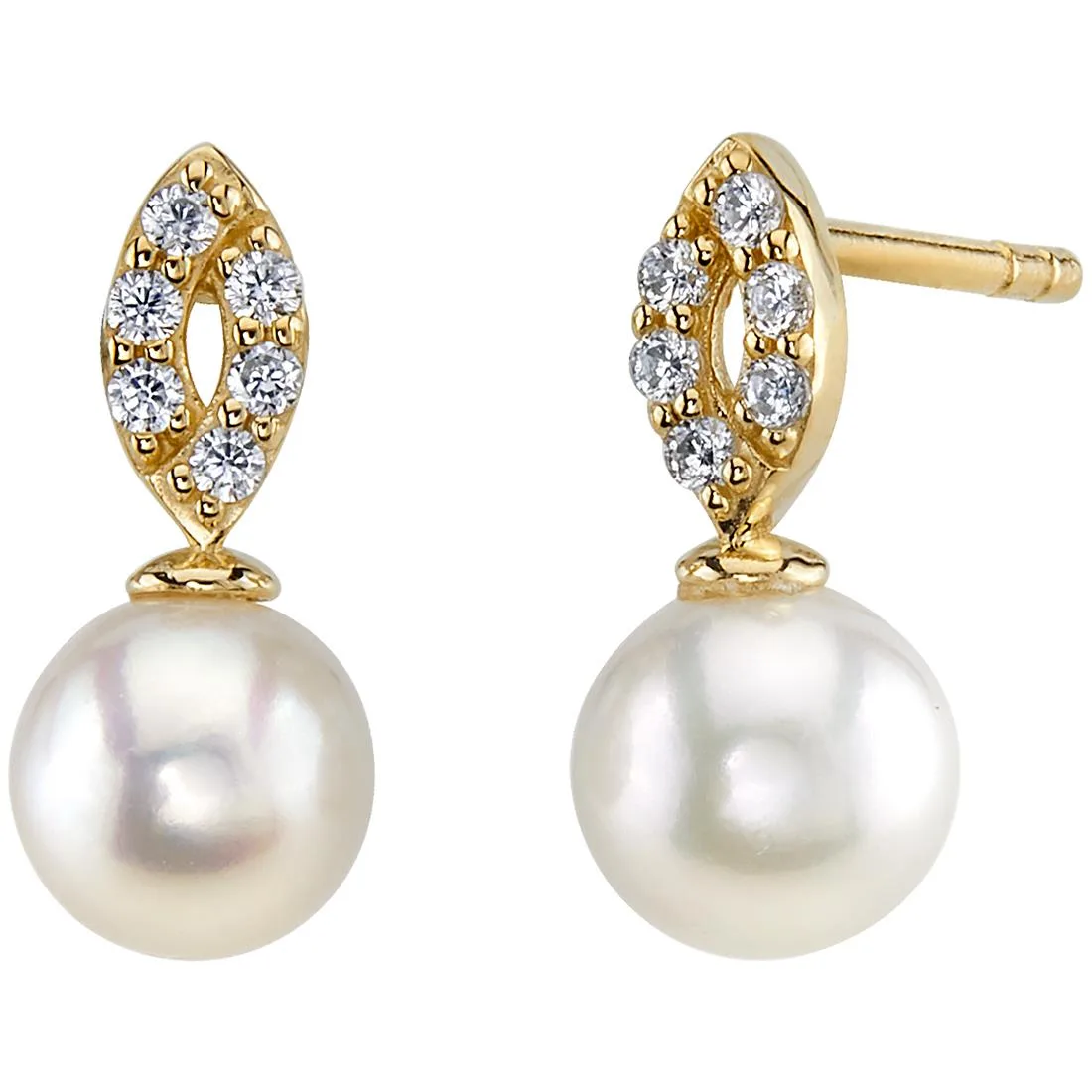 Oravo Oravo 14K Yellow Gold Freshwater Pearl Bow Stud Earrings 6.0 mm — vörumynd