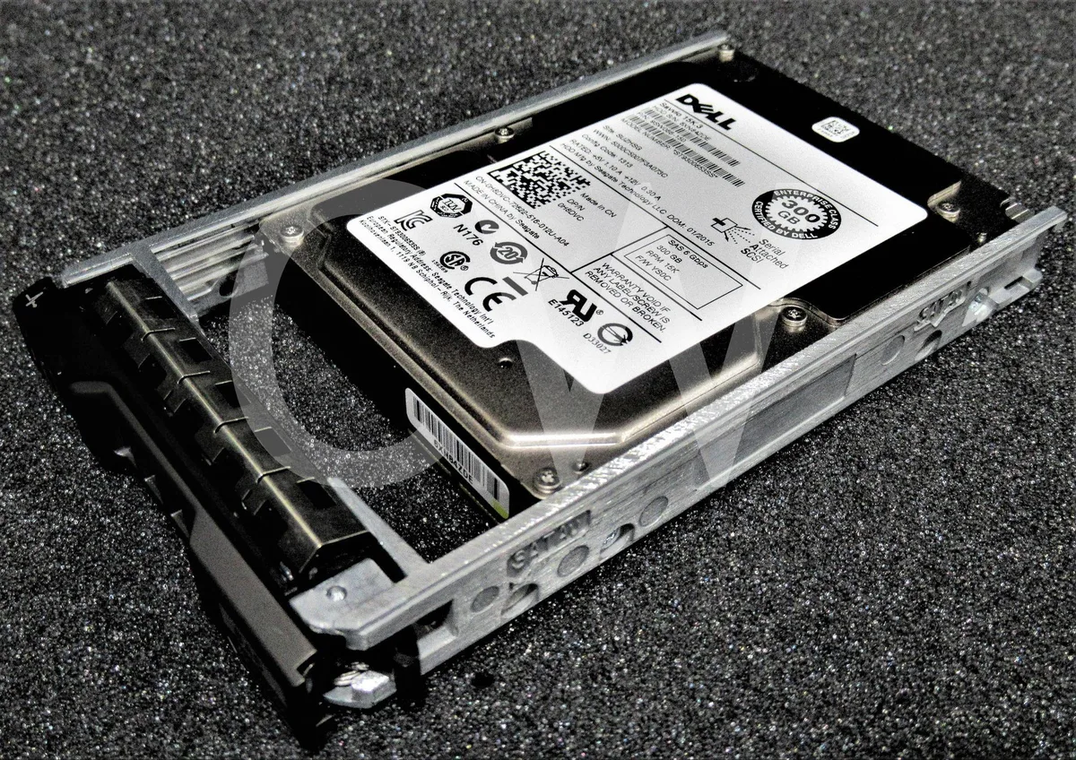 2.5 inch SAS hard drive in black metal caddy