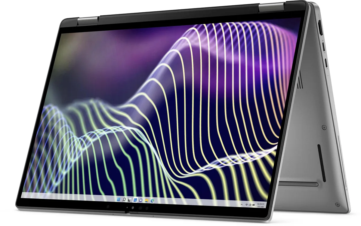 Black Dell Latitude 7440 2-in-1 laptop with 14 inch touchscreen display