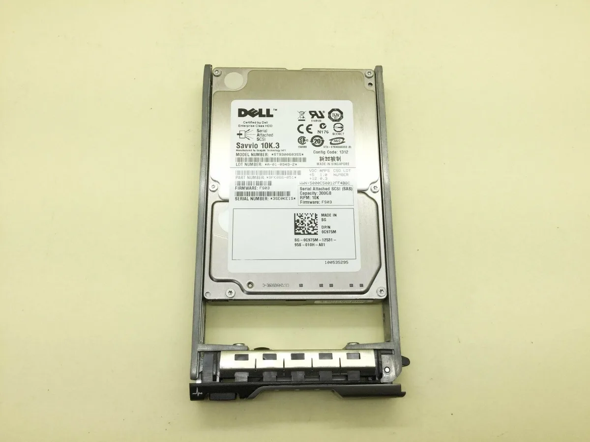 Silver 2.5 inch SAS hard drive with green circuit board visible