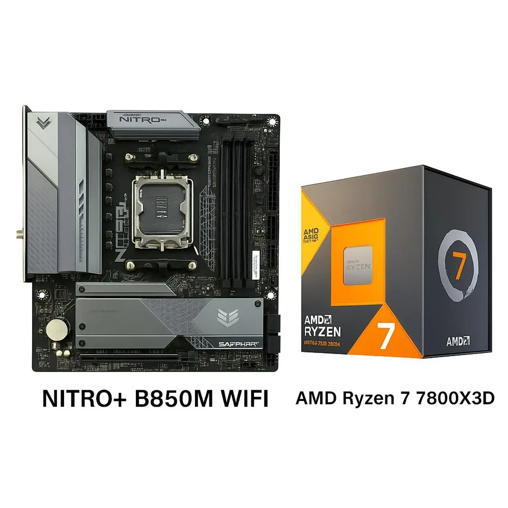 Sapphire Tech Sapphire Tech NITRO+ B850M WIFI AM5 Motherboard &amp; Ryzen 7 7800X3D CPU Combo — photo du produit