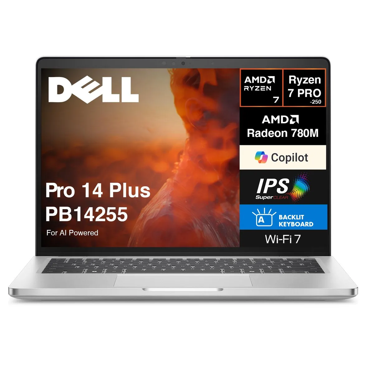 DELL Dell Pro 14 Plus PB14255 laptop Ryzen 7 PRO 250 16GB LPDDR5X 1TB SSD — product photo