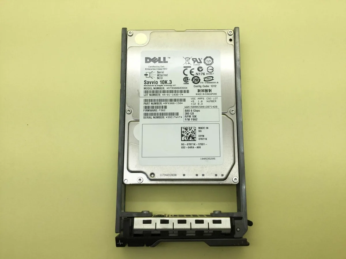 Silver 2.5-inch SAS hard drive with label showing model ST9300603SS