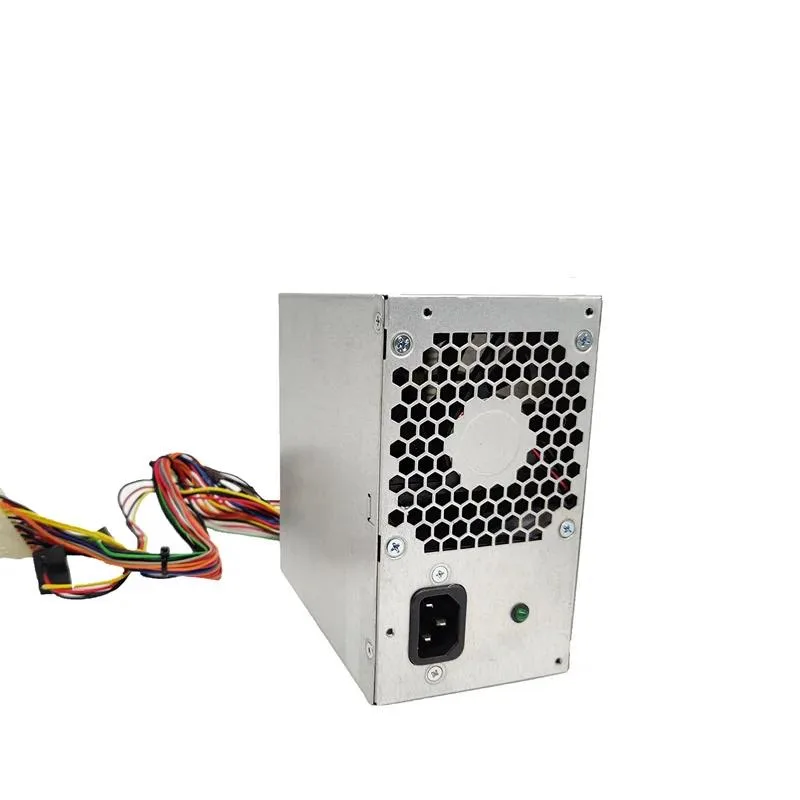 Rectangular black ATX power supply unit with cooling fan grille visible