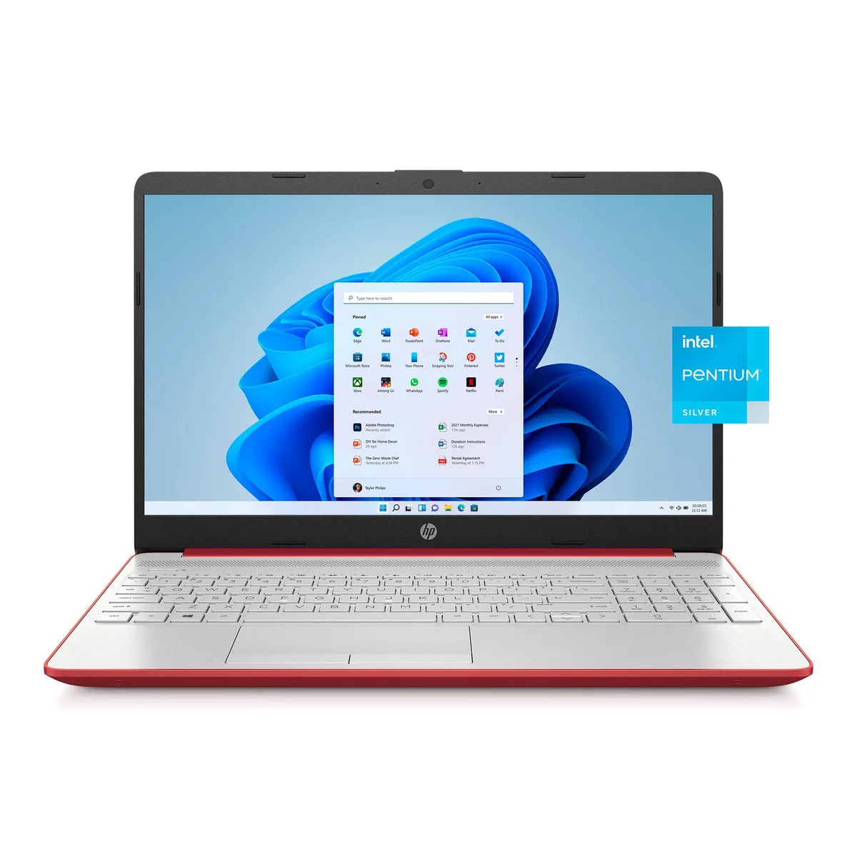Scarlet Red 15.6-inch HP laptop, thin micro-bezel design