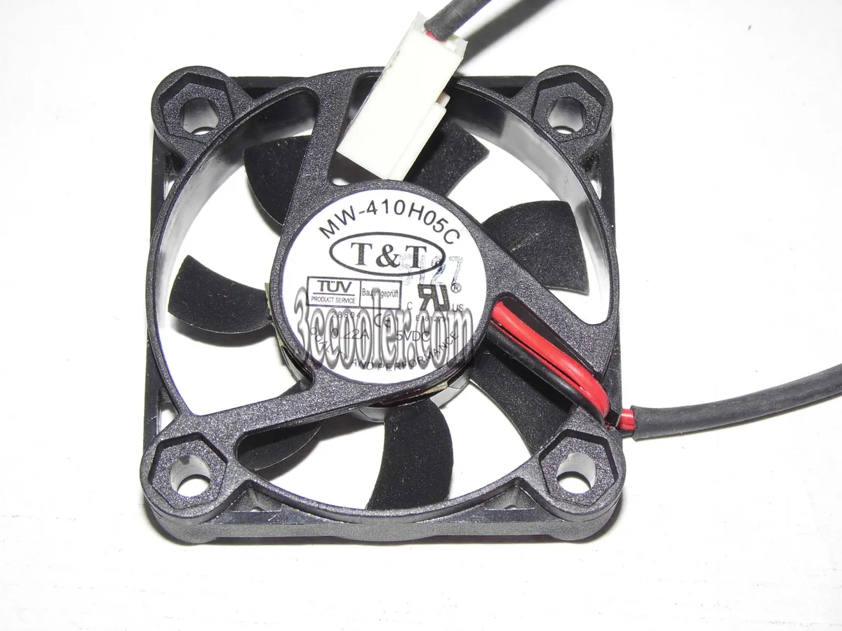 Small black 40mm square cooling fan with two power wires