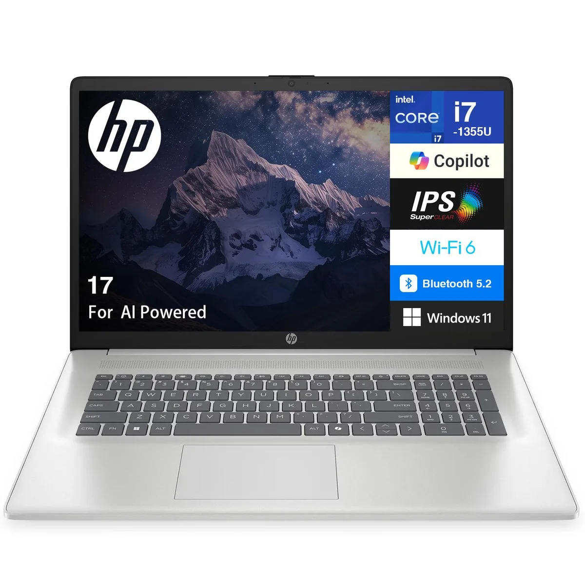 HP HP 17 laptop i7-1355U 32GB DDR4 1TB NVMe 17.3" FHD Silver — product photo