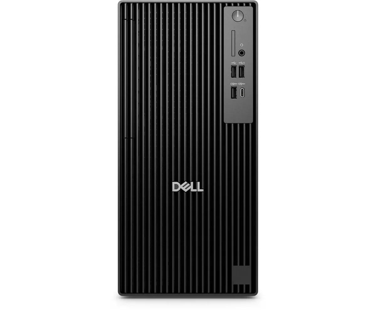 A black vertical tower desktop PC with front USB-C and USB-A ports