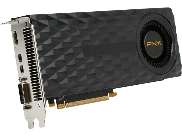 PNY GeForce GTX 970 graphics card with dual-fan cooler and metal backplate