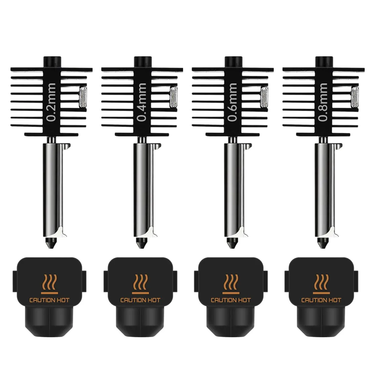 Ankei PH-K2468-A1M-Y 4-Pack Hardened Steel Nozzle Kit 0.2/0.4/0.6/0.8mm for Bambu Lab A1 Series/A2L — product photo