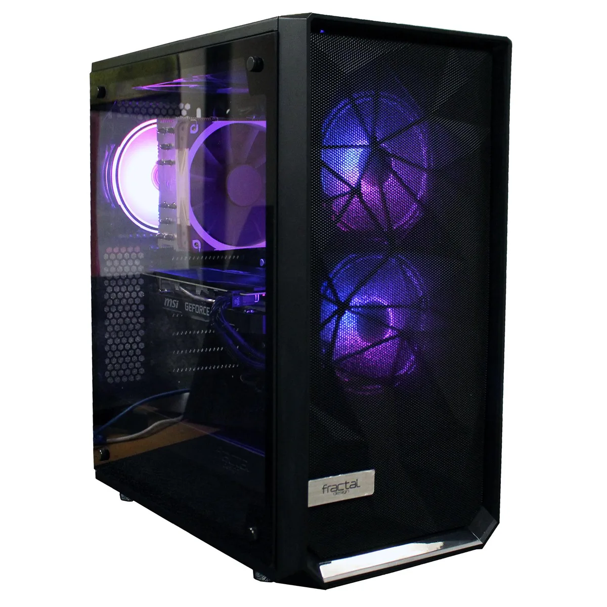 Black mid-tower case with tinted tempered glass side panel