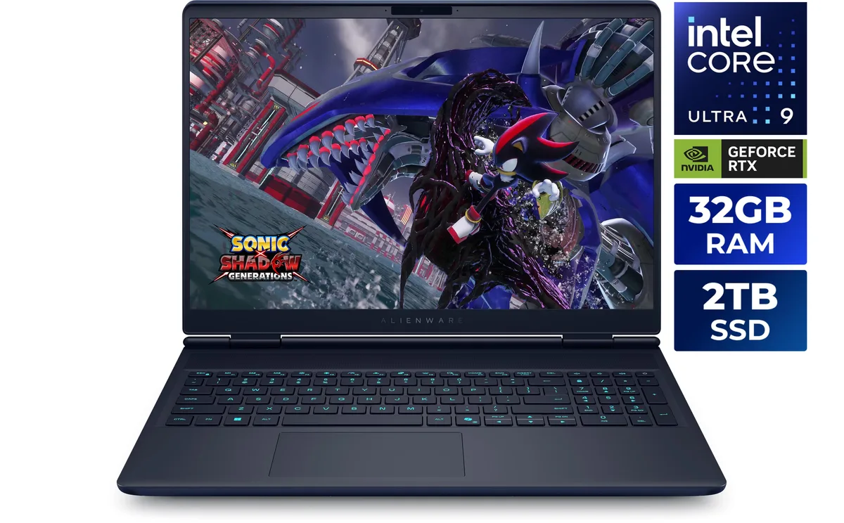 Black Alienware 16X Aurora gaming laptop with 16 inch non-touch screen
