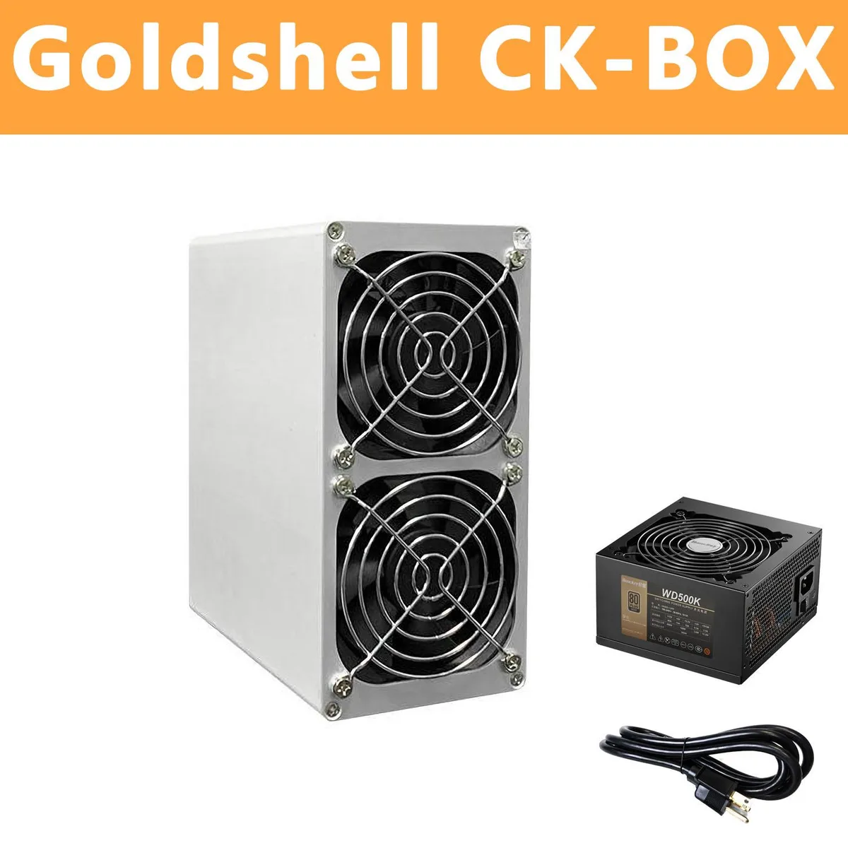 White rectangular ASIC miner with Ethernet port, 175 by 150 by 84 mm, 215 W, 35 dB