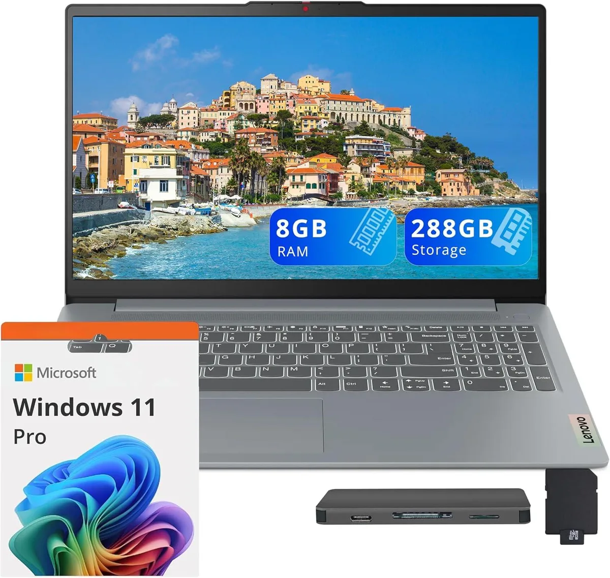 Lenovo Lenovo IdeaPad Slim 3i 15.6" FHD business laptop, Core i3-N305, 8GB LPDDR5, 288GB storage, Arctic Grey — fotografija proizvoda