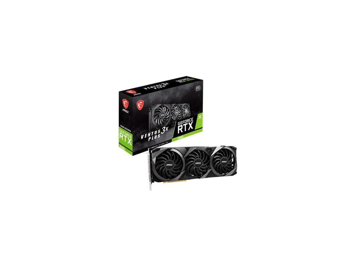 Triple-fan graphics card with silver shroud and backplate