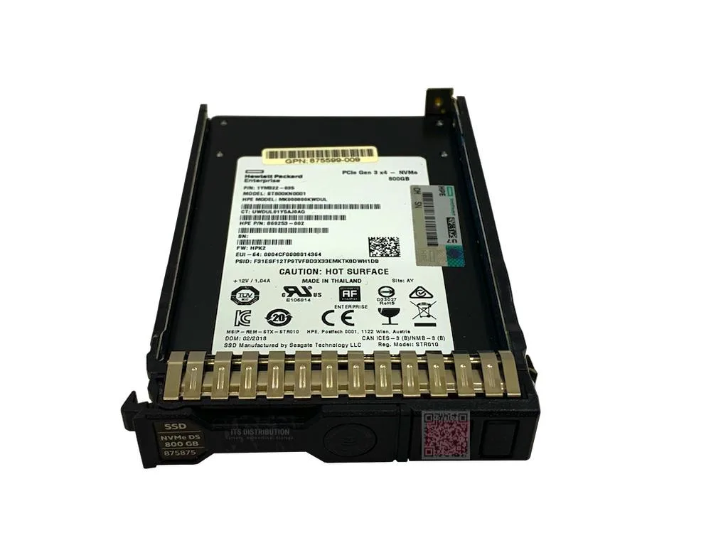 HPE HPE 800 GB NVMe 2.5" SSD (875595-B21) — foto del producto