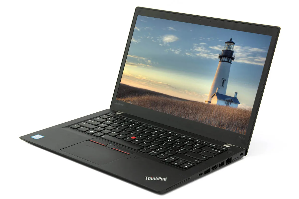 Black ThinkPad T470 laptop with 13.9 inch touchscreen, closed lid