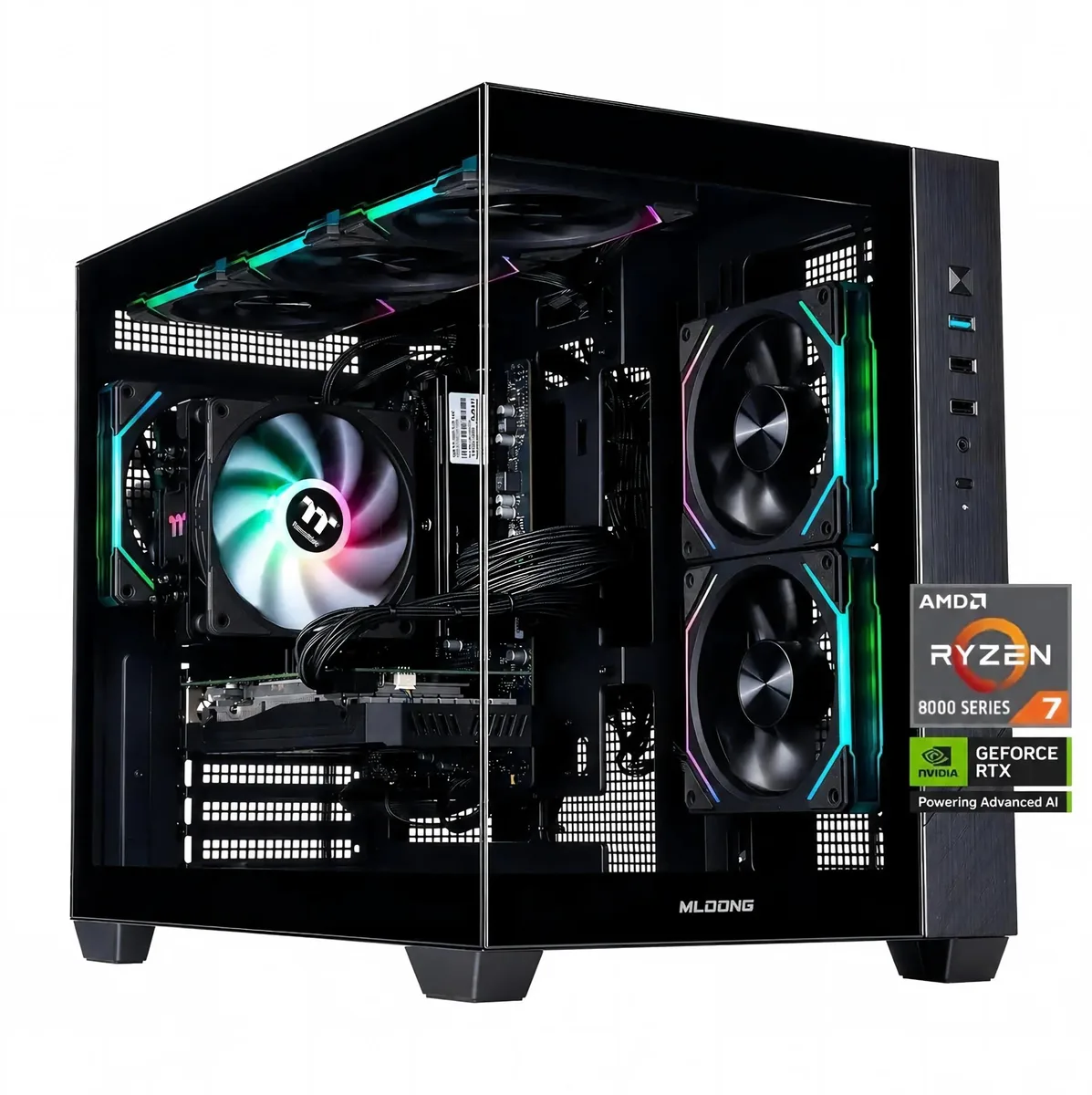 MLOONG MLOONG Gaming PC Ryzen 7 8700F RTX 5060 Ti 8GB 1TB 16GB DDR5 6000 650W Black — product photo