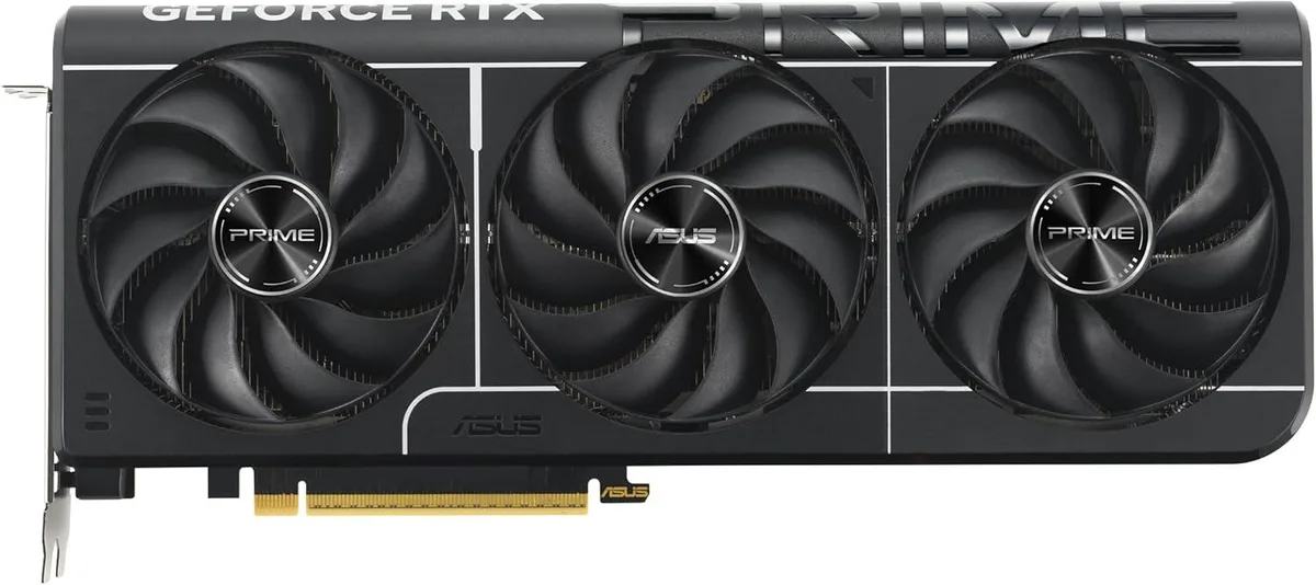 ASUS Prime RTX 5070 Ti graphics card with dual fans and metallic shroud