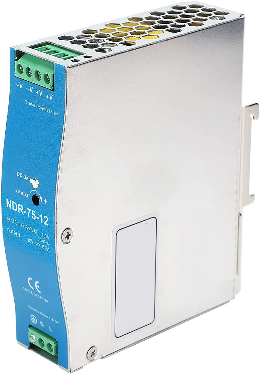 Silver aluminium box with DIN rail clip, 102 by 125 by 35 mm