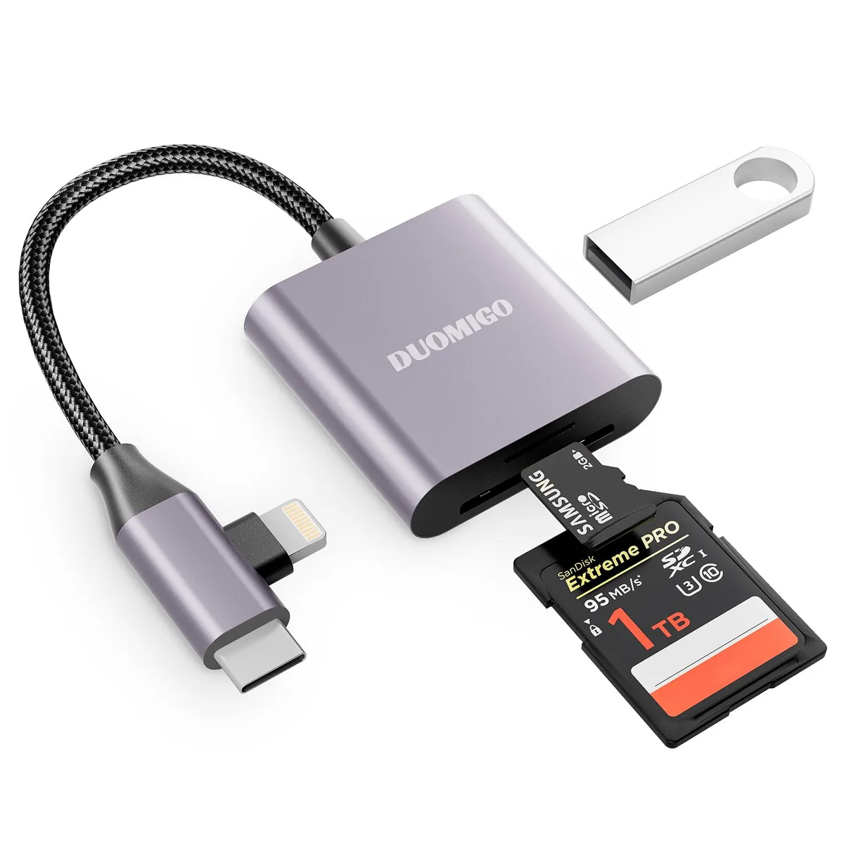 Duomigo Duomigo YYT013 3-in-2 USB-C SD TF Card Reader Silver — ภาพสินค้า