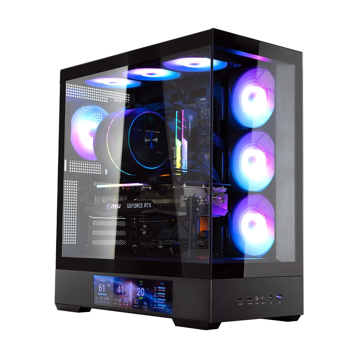 Zalman Zalman P40 DS ATX Mid-Tower PC Case 9.1 in LCD 4 ARGB Fans Black — photo du produit