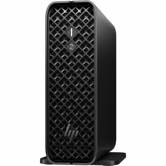 Small black mini PC workstation, compact square chassis