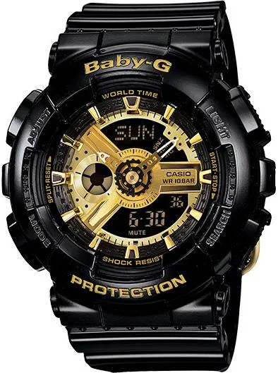 CASIO CASIO BA110 Baby-G Black Gold Analog Digital Watch — product photo