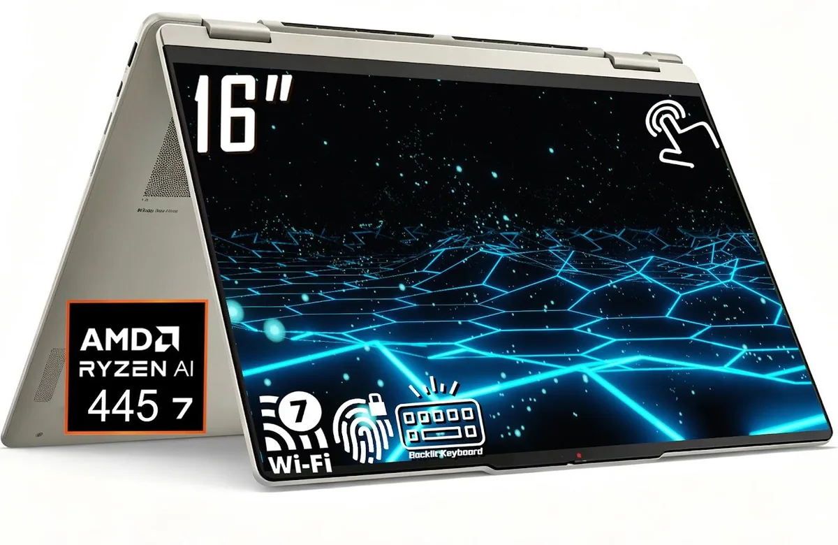 Lenovo Lenovo Yoga 7 2-in-1 laptop, AMD Ryzen AI 7 445, 16GB LPDDR5X, 1TB NVMe, 16" WUXGA touchscreen, Seashell — תמונת המוצר