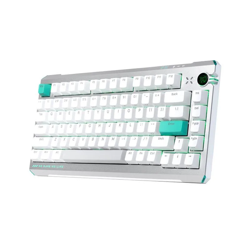 Compact white 75 percent mechanical keyboard with PBT keycaps and magnetic switches