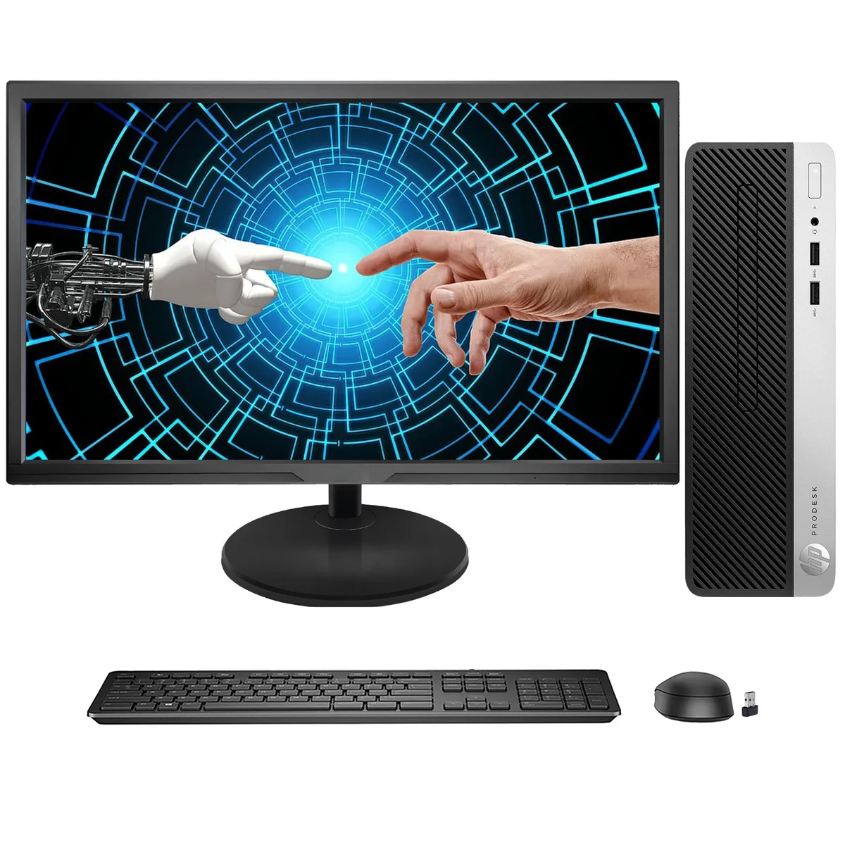 HP HP ProDesk 400 G5 SFF desktop PC, 22" FHD monitor, i3-8100 3.6GHz, 8GB DDR4, 1TB SSD, Windows 11 Pro — photo du produit
