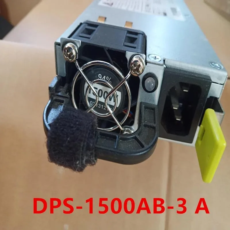 Rectangular ATX power supply unit with metal casing and rear fan grille