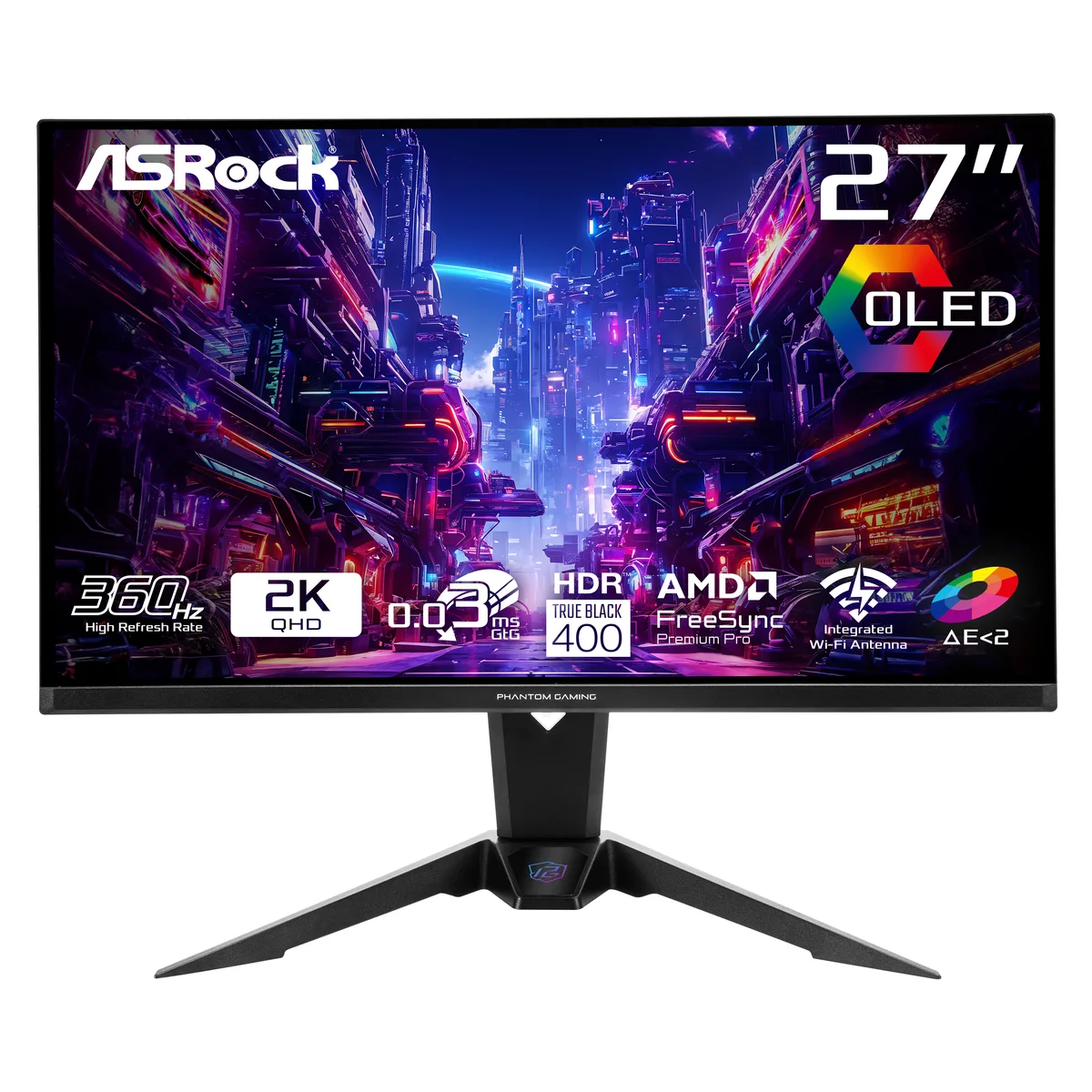 ASRock Phantom Gaming ASRock Phantom Gaming PGO27QFV 27" 360Hz QHD OLED gaming monitor — product photo