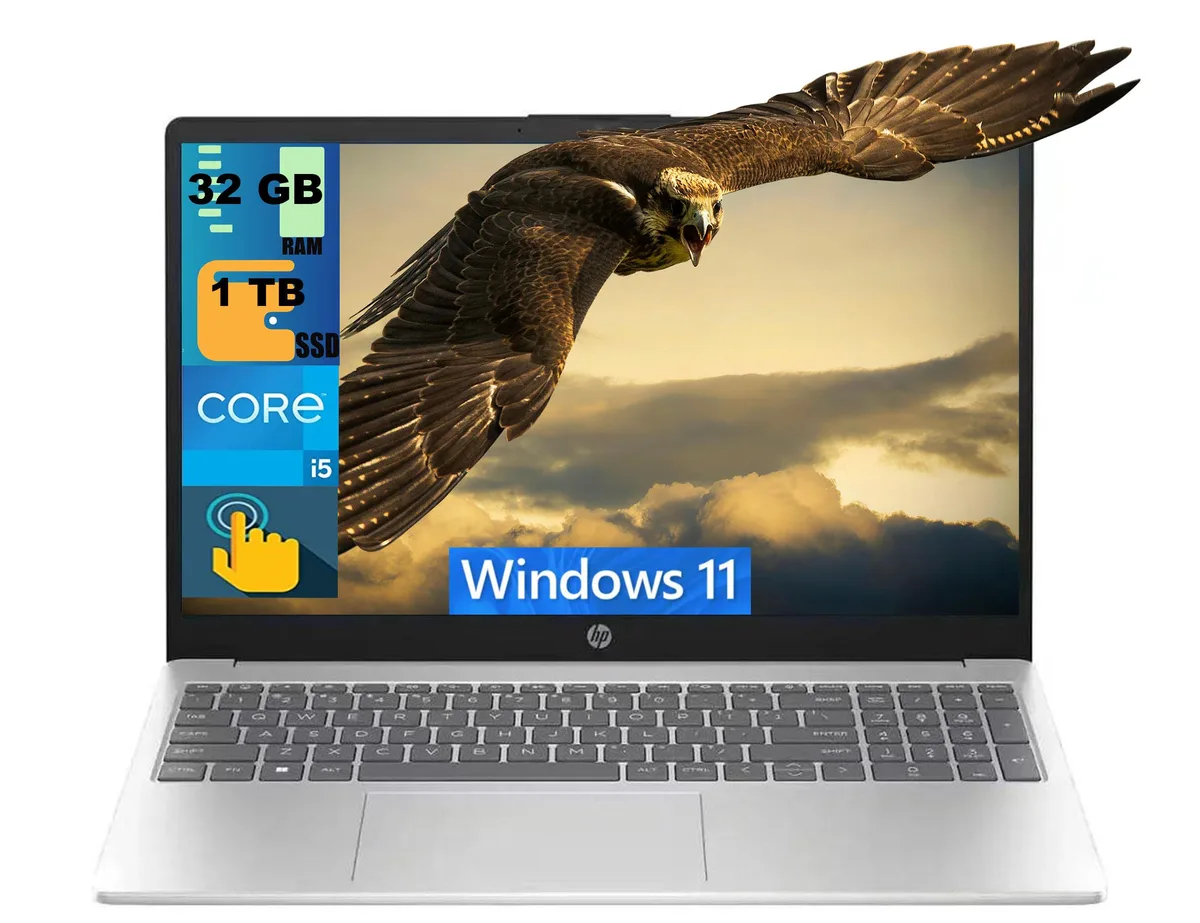HP HP 15 laptop 15.6" HD touchscreen i5-1235U 10-core 32GB 1TB PCIe SSD — product photo