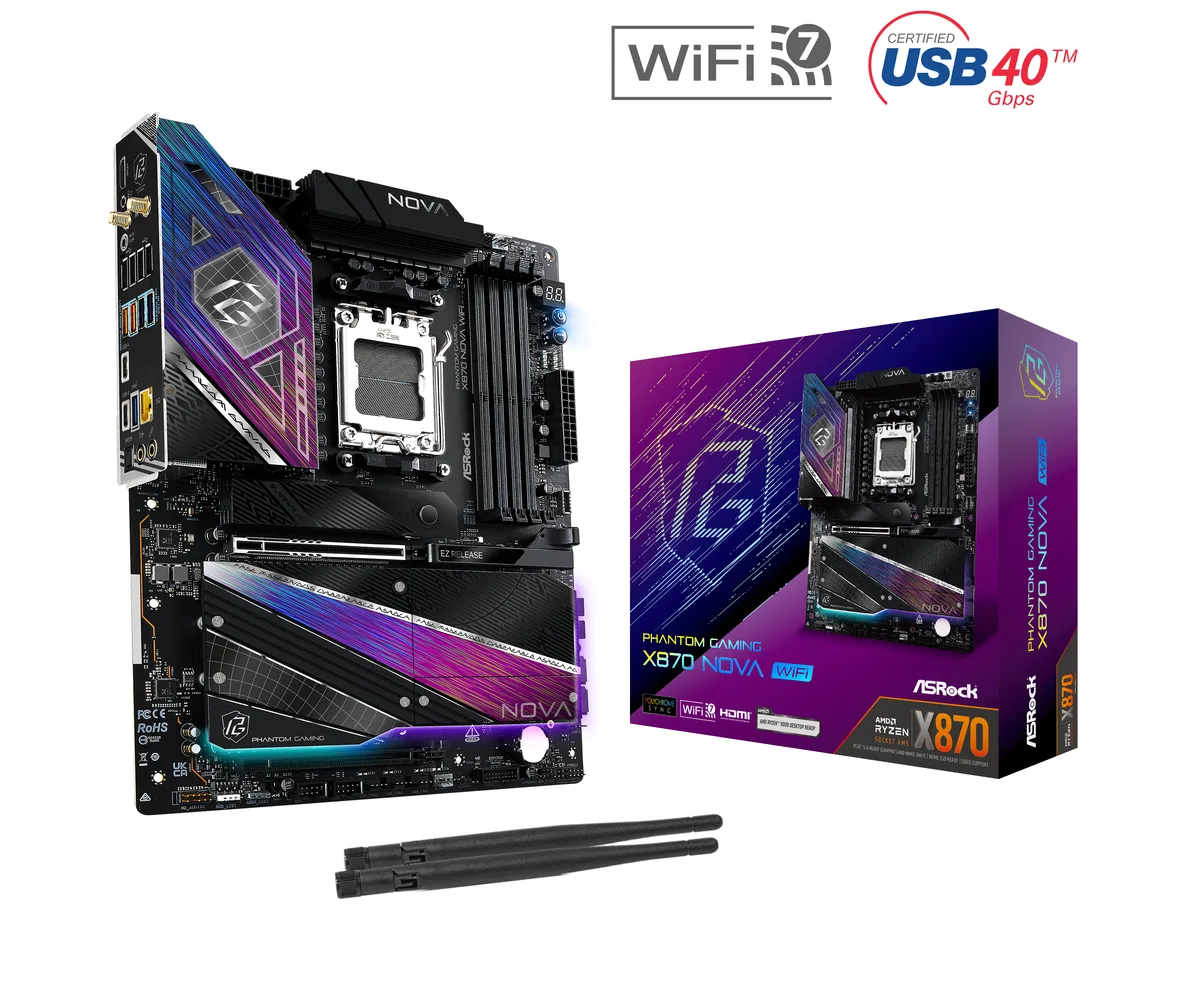 ASRock ASRock X870 Nova WiFi AMD motherboard — product photo