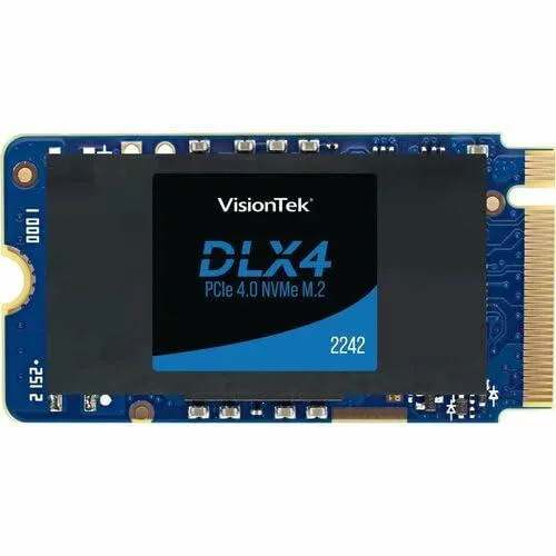 Green circuit board M.2 2242 NVMe SSD with black controller and silver label